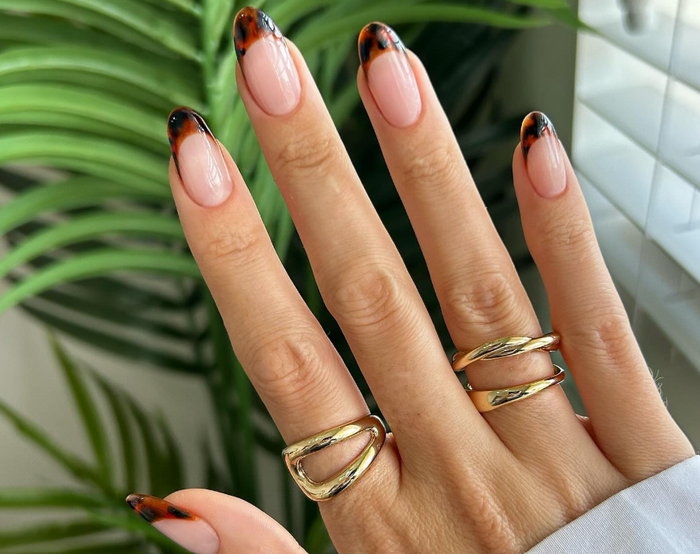 autumn french  tip manicure