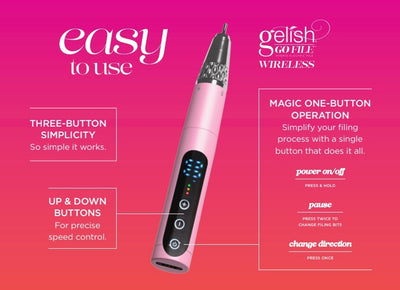 Gelish Go File Wireless E-File – Cordless Electric Nail File with Power Dock & Smart Display Gelish