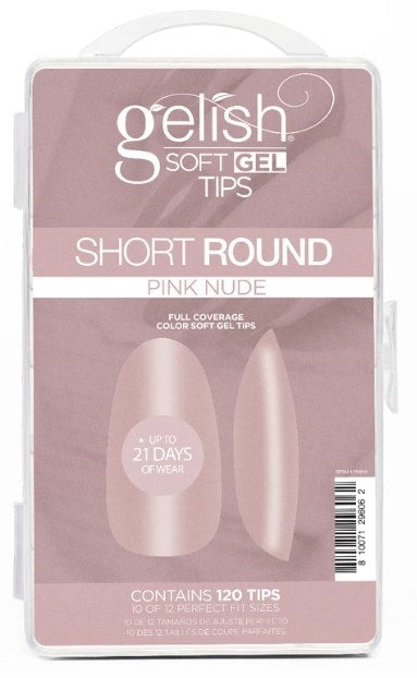 Gelish Soft Gel Tips Short Round Pink Nude – Pre-Shaped Tips with Soft Pink Finish Gelish Soft Gel