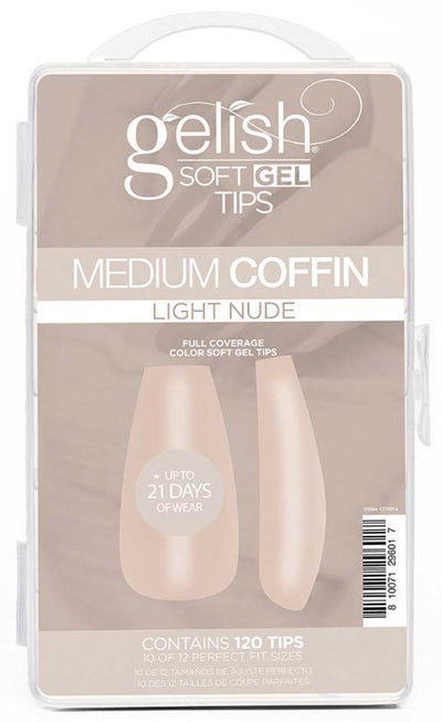 Gelish Soft Gel Tips Medium Coffin Light Nude – Light Nude Pre-Shaped Tips Gelish Soft Gel