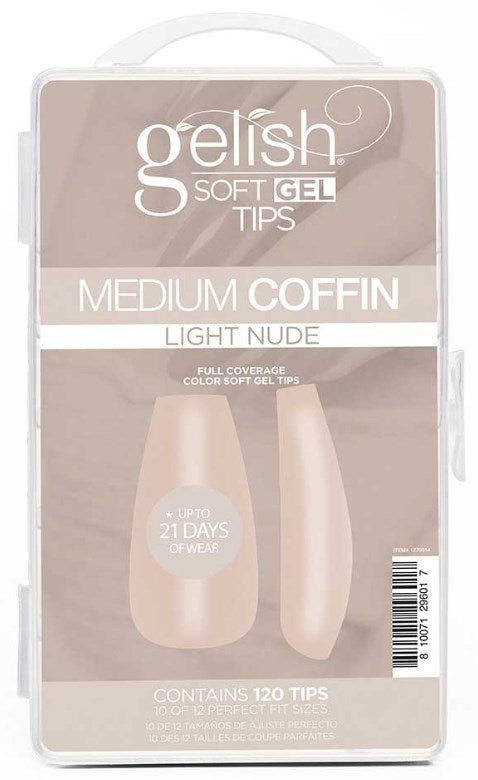 Gelish Soft Gel Tips Medium Coffin Light Nude – Light Nude Pre-Shaped Tips Gelish Soft Gel