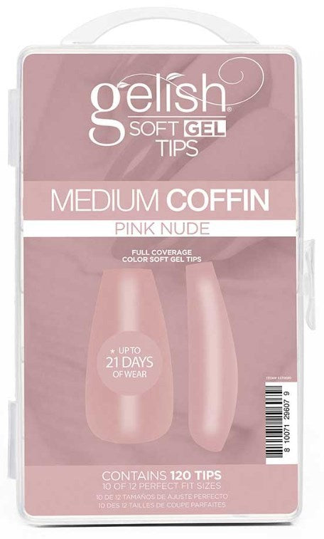 Gelish Soft Gel Tips Medium Coffin Pink Nude – Elegant Pink Nude Tips Gelish Soft Gel