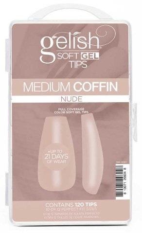 Gelish Soft Gel Tips Medium Coffin Nude – Natural Look Nail Extensions Gelish Soft Gel